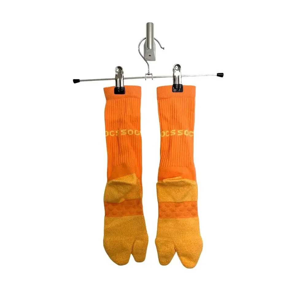 Crocs Crew Toe Tabi Socks Unisex Medium Orange Yellow Split Toe Gripper Sole NEW